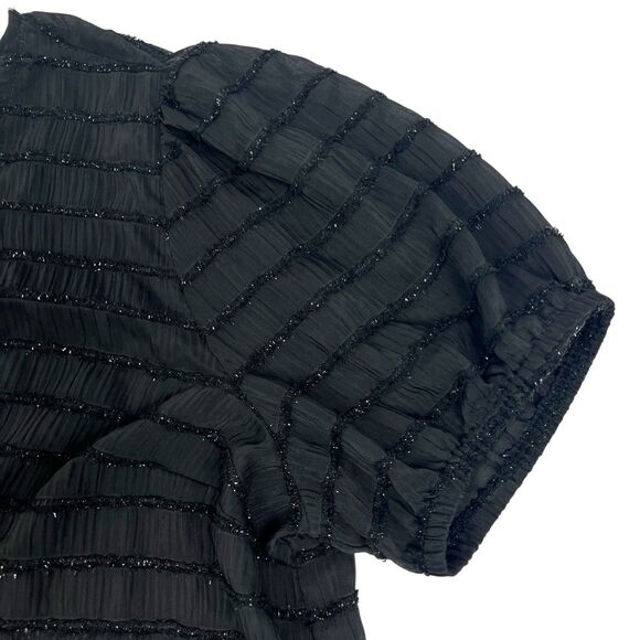 Torrid 2 Black Sheer Eyelash Stripe Short Sleeve Blouse Women’s 2X - Picture 4 of 10